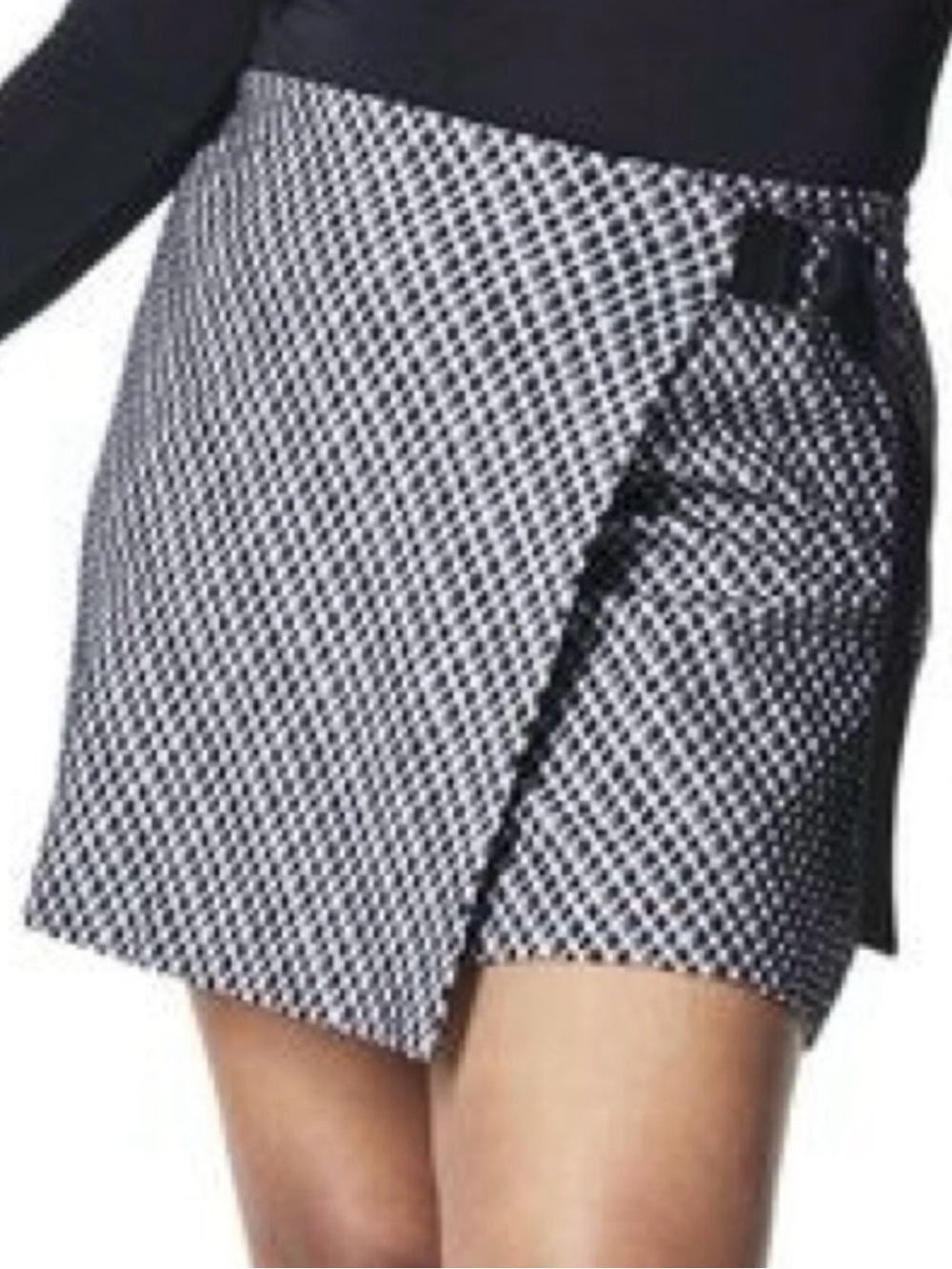 NWT SPANX Black and White Mini Wrap Skirt